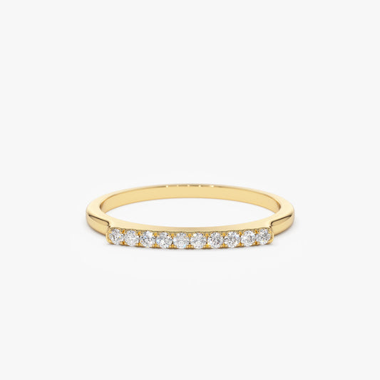 14k Pave Diamond Bar Ring - Geum Jewels