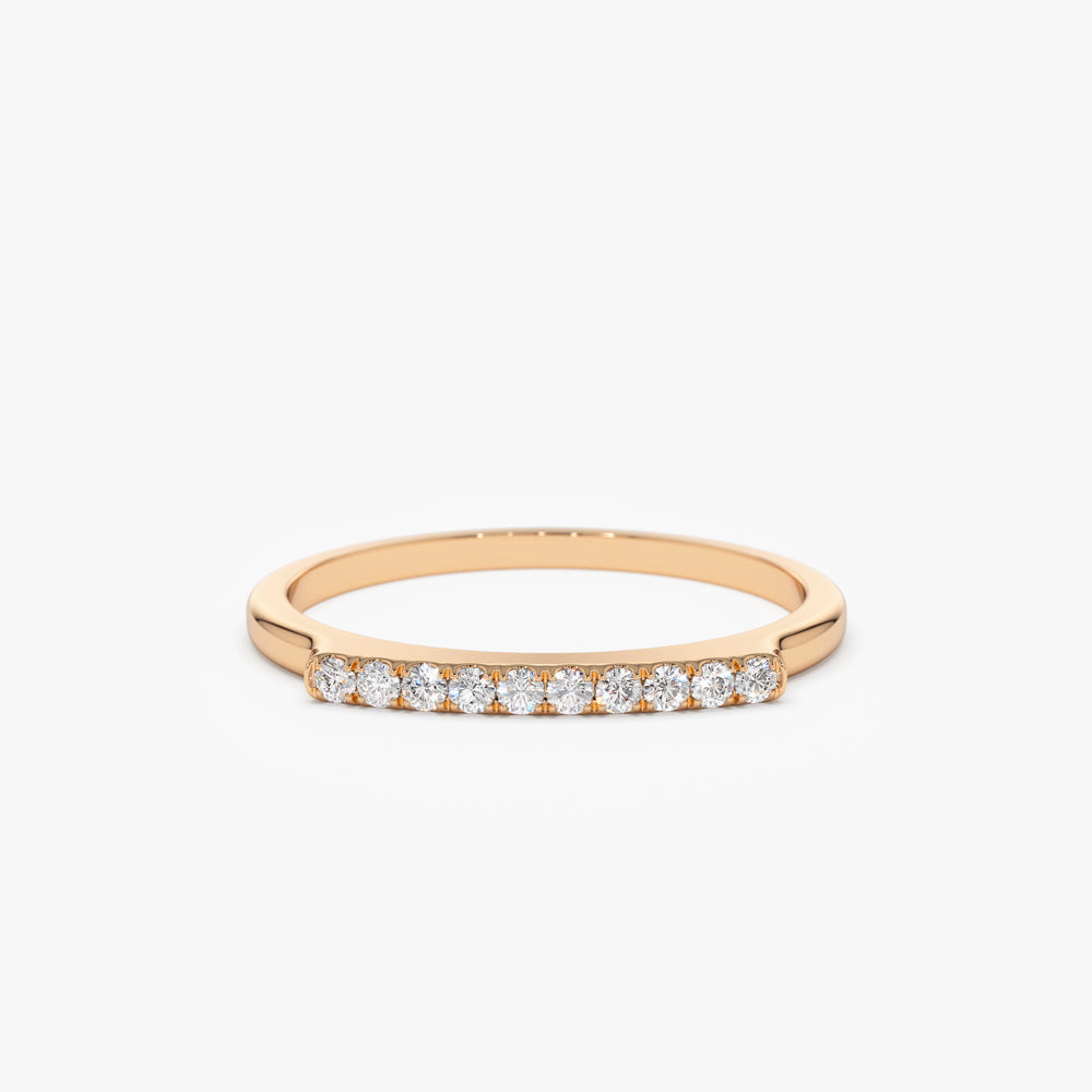 14k Pave Diamond Bar Ring - Geum Jewels