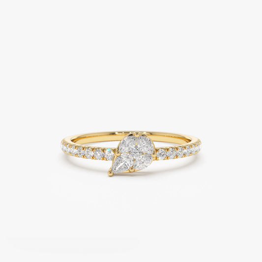 14k Pear Shape Illusion Setting Diamond Engagement Ring - Geum Jewels