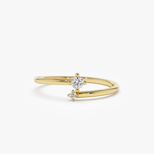 14k Petite Diamond Duo Ring - Geum Jewels