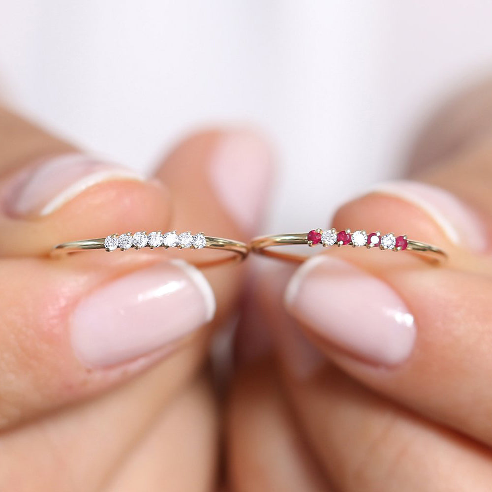 14k Petite Ruby and Diamond Ring
