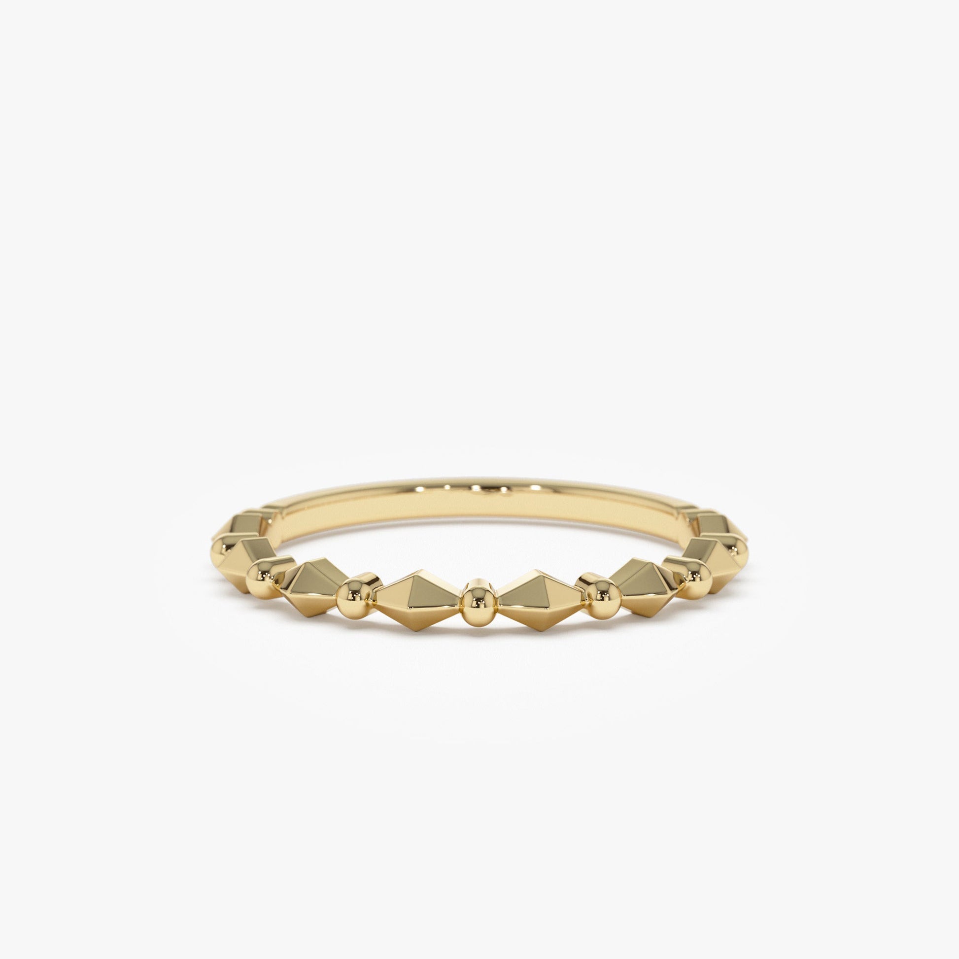 14K Pyramid and Bead Stacking Band - Geum Jewels