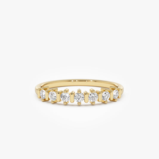 14K Round Cut 0.20 ctw Seven Stone Wedding Ring - Geum Jewels