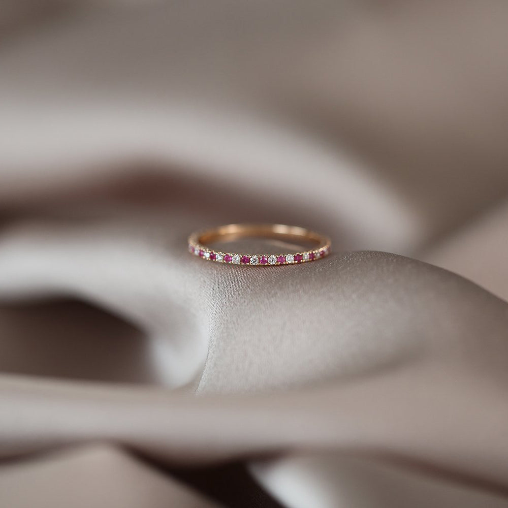 14K Ruby and Diamond Alternating Eternity Ring