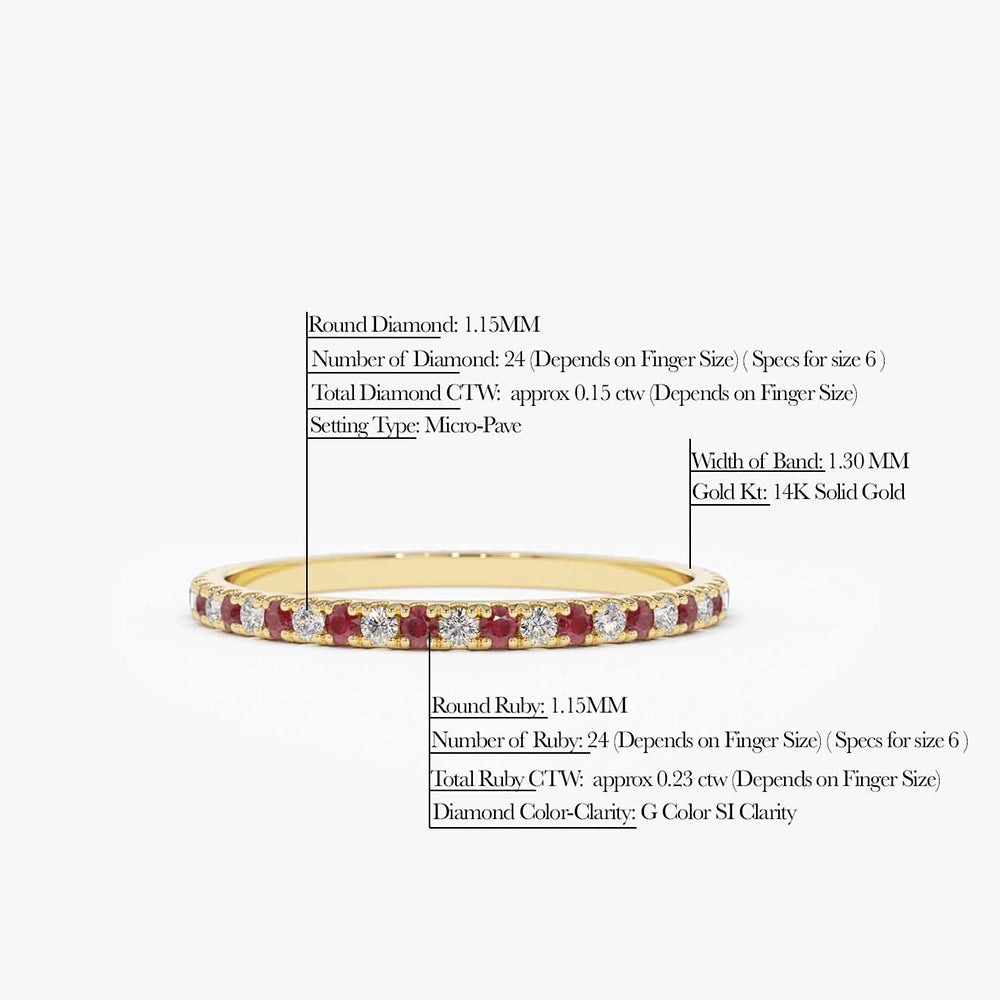 14K Ruby and Diamond Alternating Eternity Ring