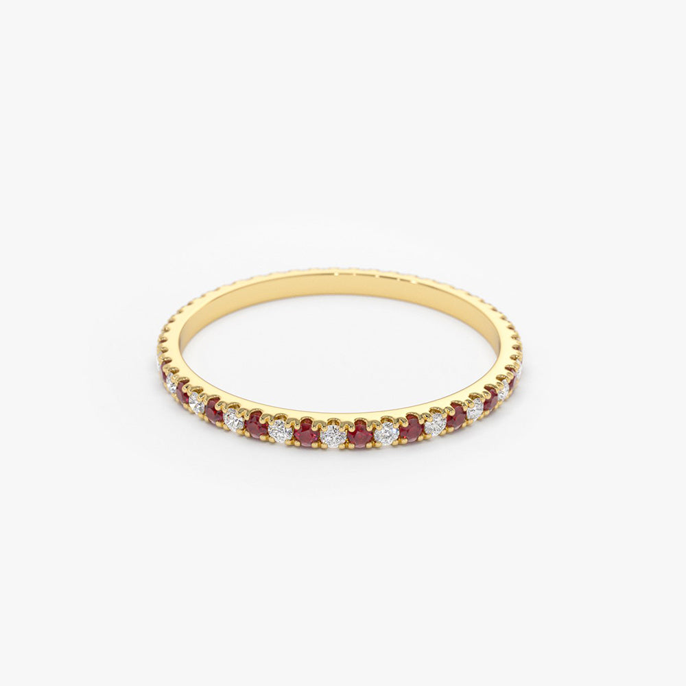 14K Ruby and Diamond Alternating Eternity Ring