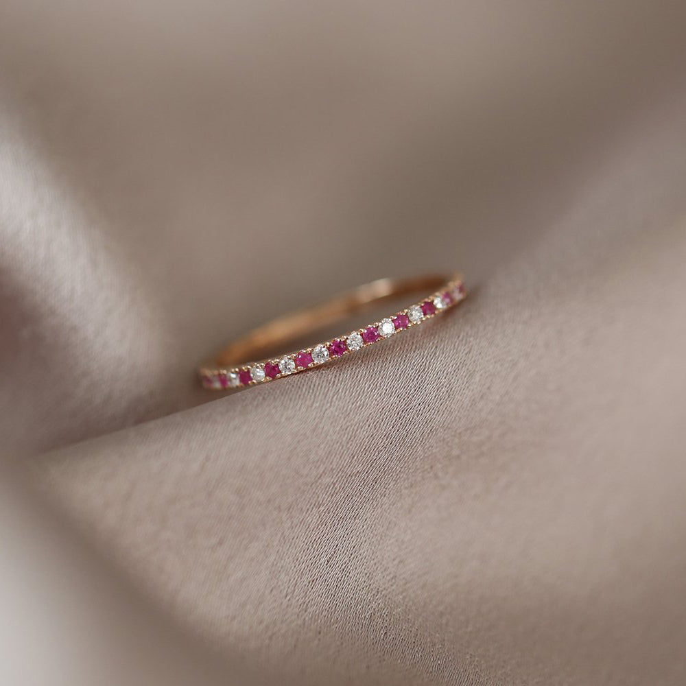14K Ruby and Diamond Alternating Eternity Ring
