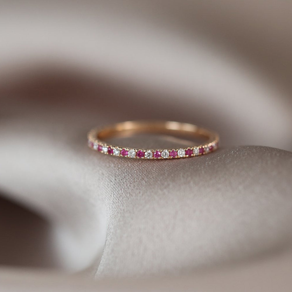 14K Ruby and Diamond Alternating Eternity Ring