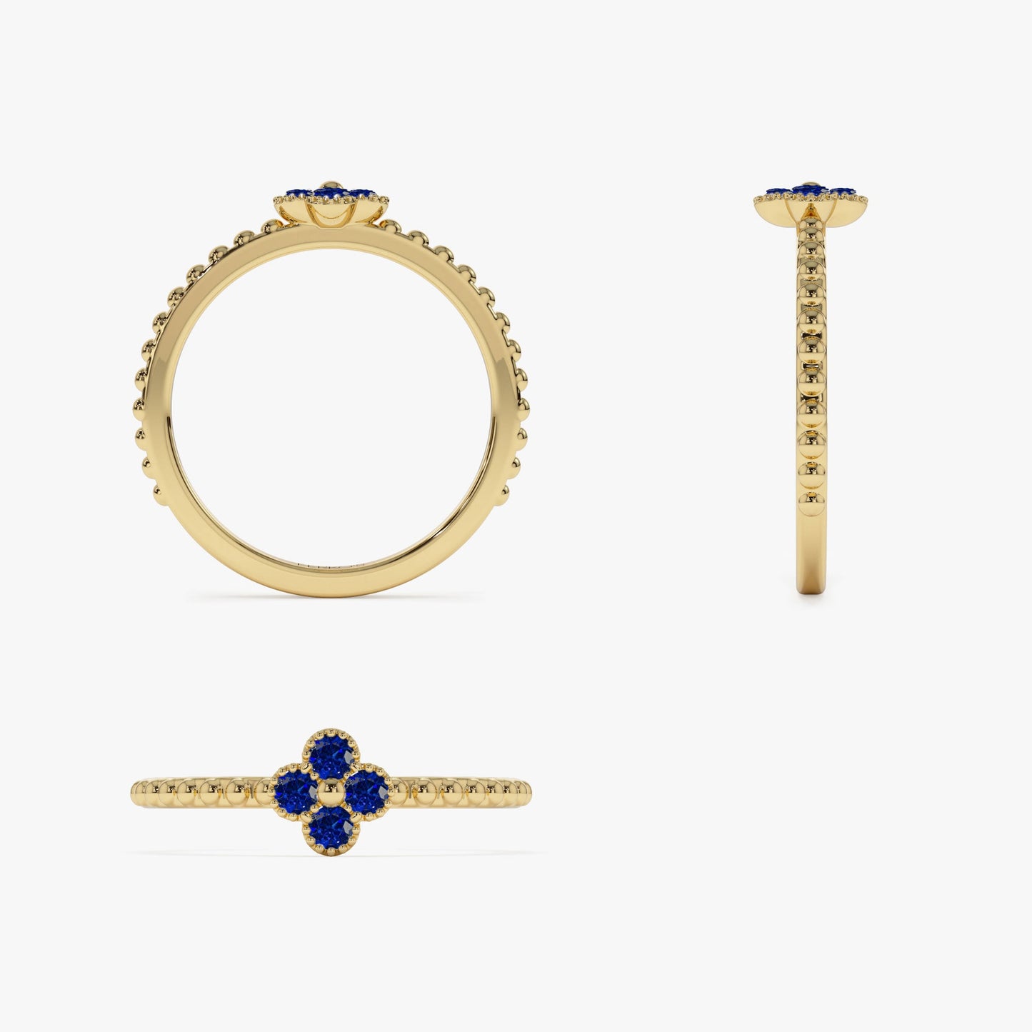 14k Sapphire Clover Ring