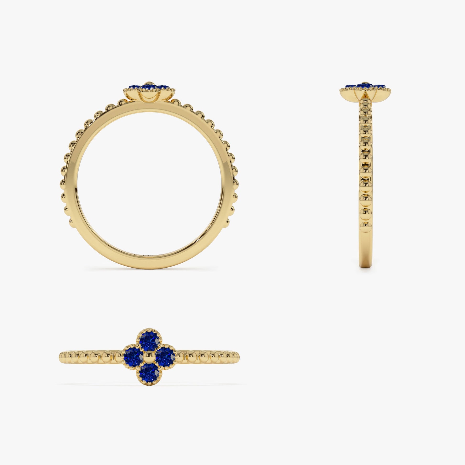 14k Sapphire Clover Ring