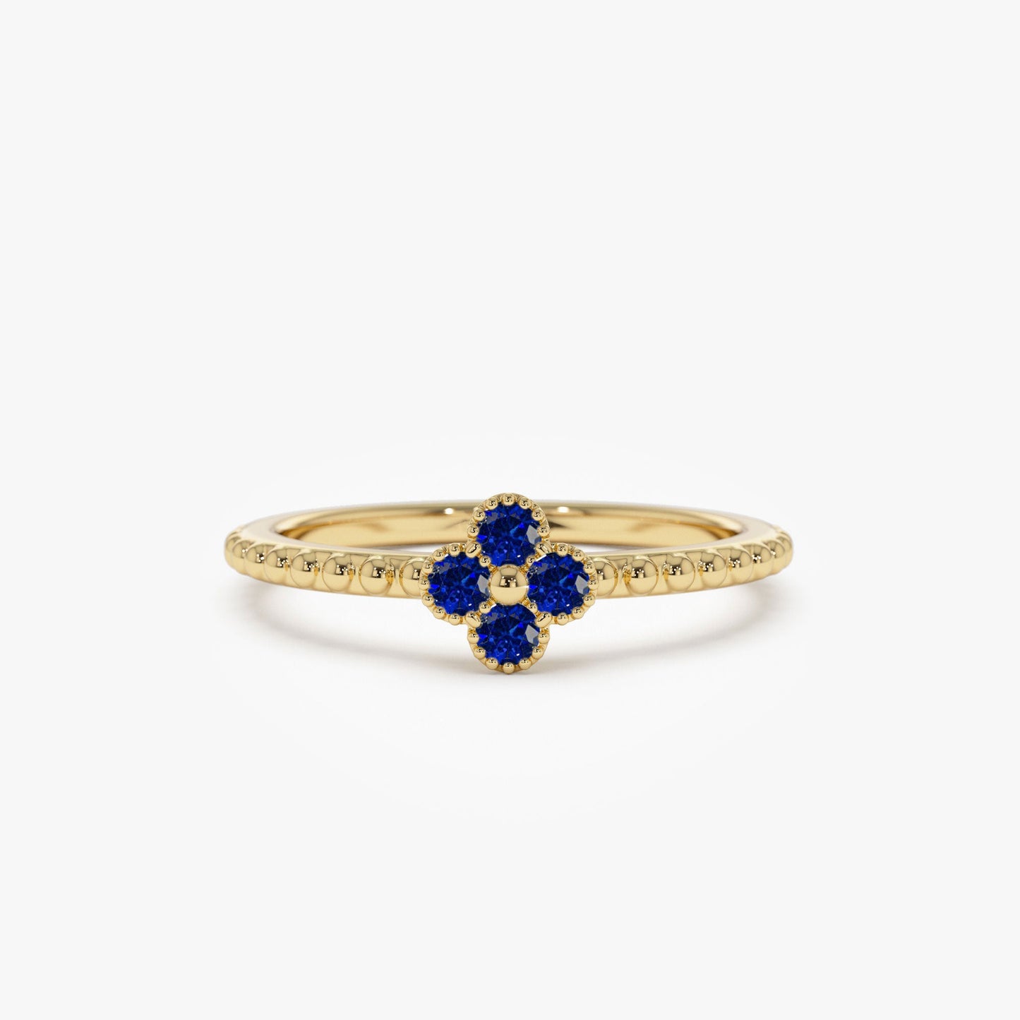 14k Sapphire Clover Ring - Geum Jewels