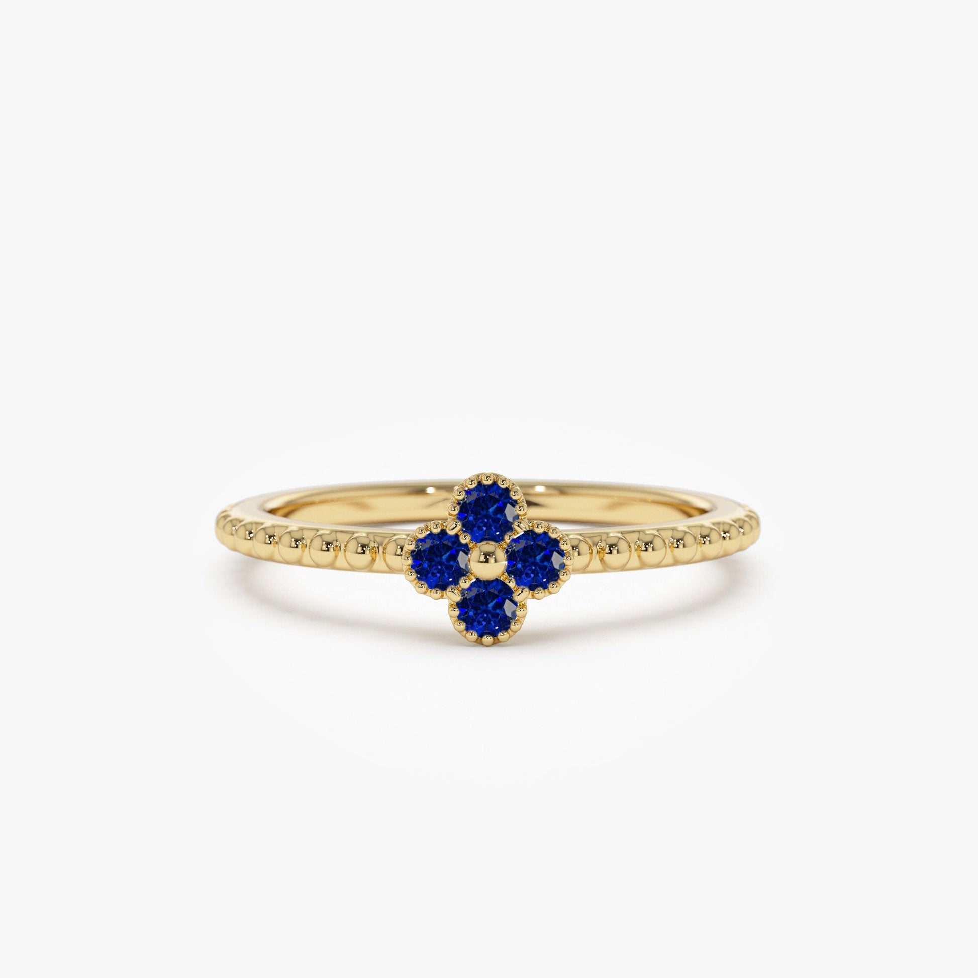14k Sapphire Clover Ring - Geum Jewels