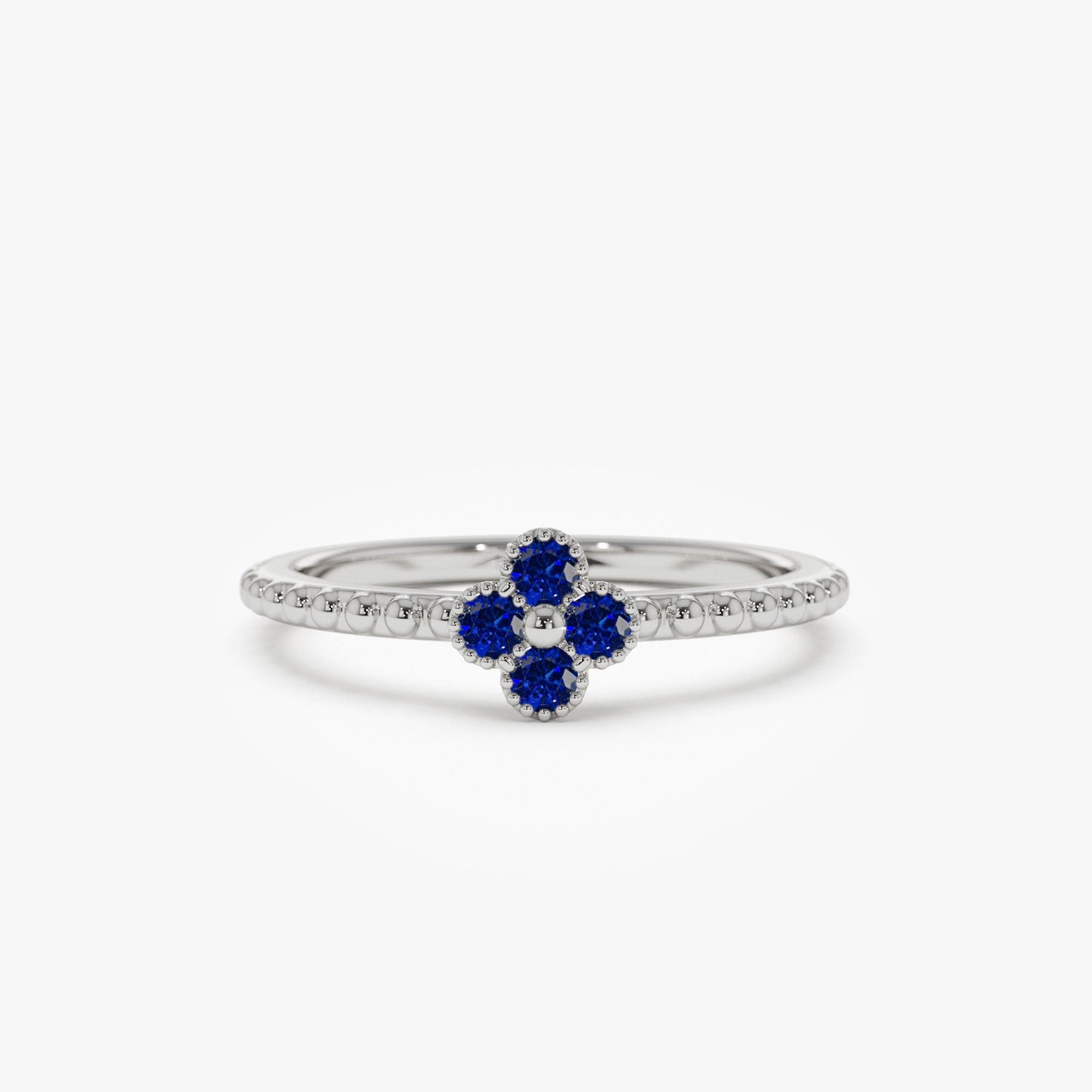 14k Sapphire Clover Ring - Geum Jewels