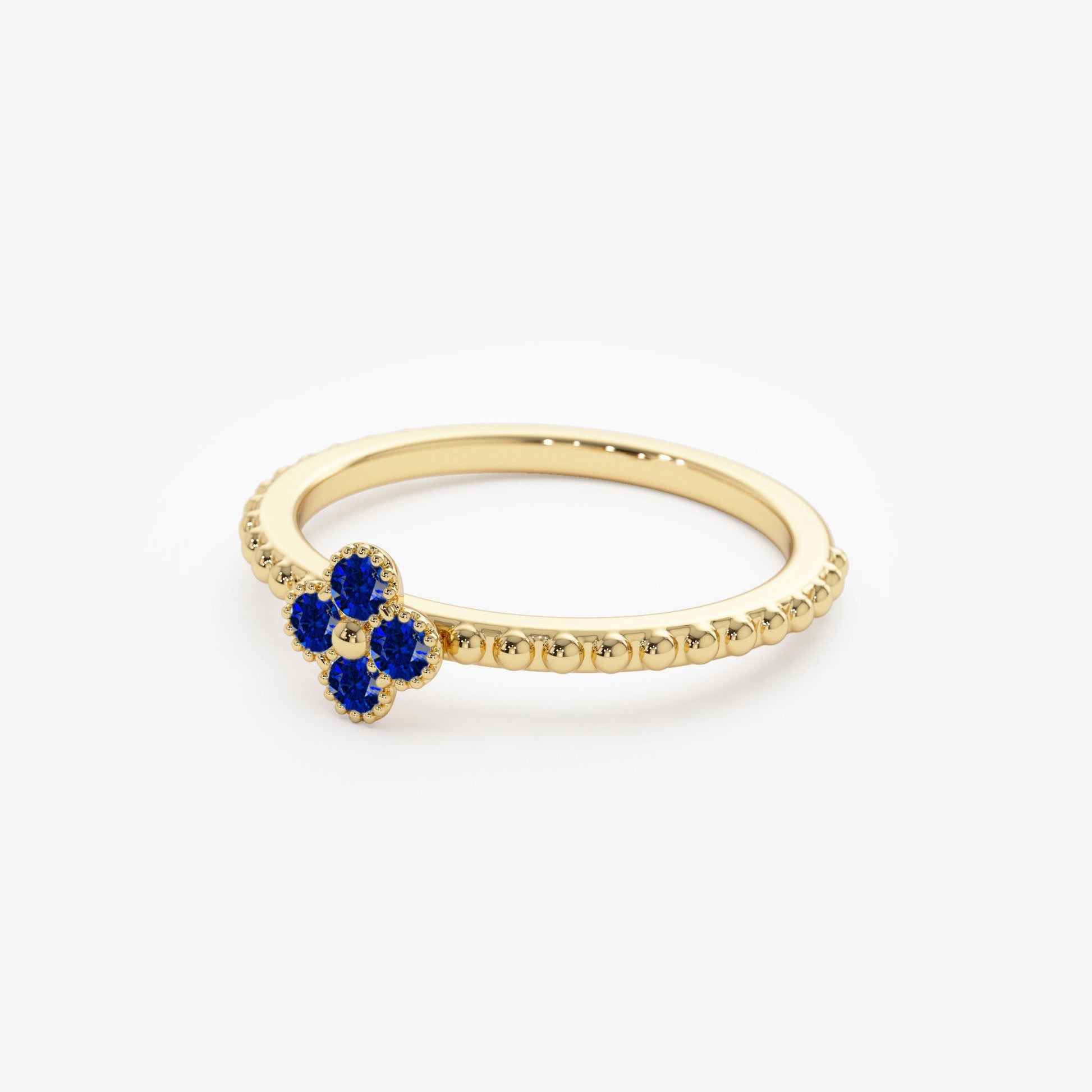 14k Sapphire Clover Ring - Geum Jewels