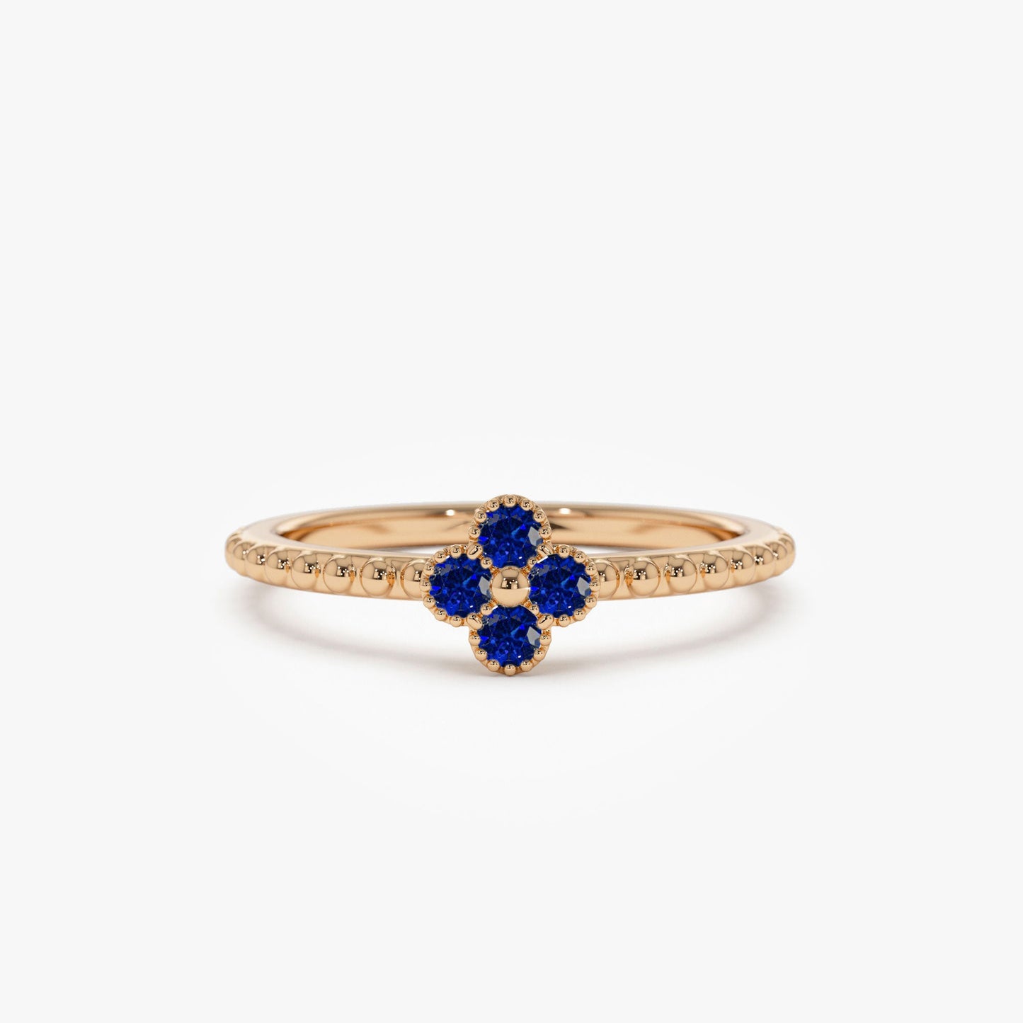 14k Sapphire Clover Ring - Geum Jewels