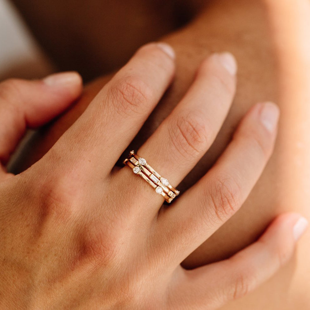 14k Stackable Half Bezel Diamond Eternity Ring