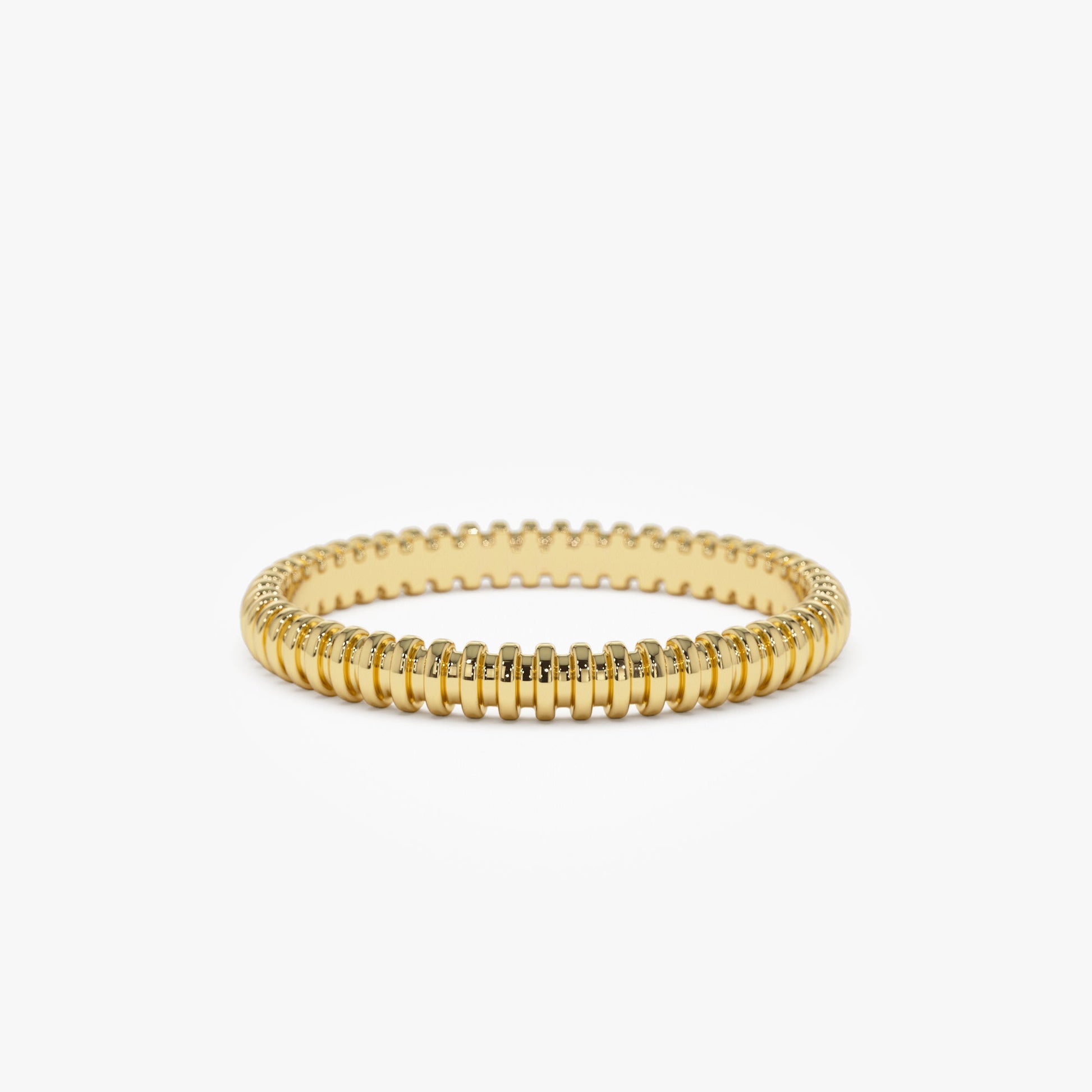 14K Stackable Ribbed Wedding band - Geum Jewels