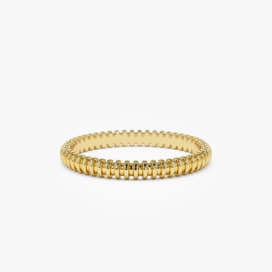 14K Stackable Ribbed Wedding band - Geum Jewels