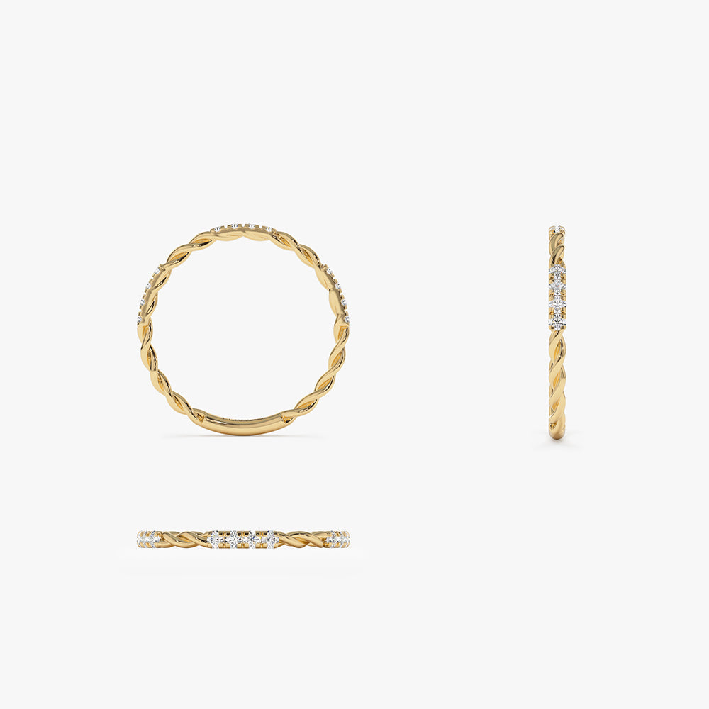 14k Twisted Rope Eternity Diamond Ring