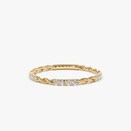 14k Twisted Rope Eternity Diamond Ring - Geum Jewels
