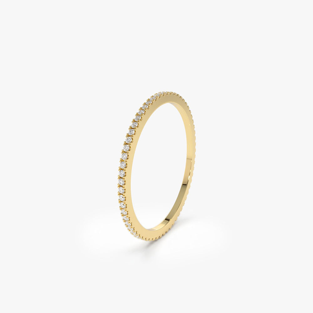 14K Ultra Thin 1MM Micro Pave Diamond Eternity Wedding Band