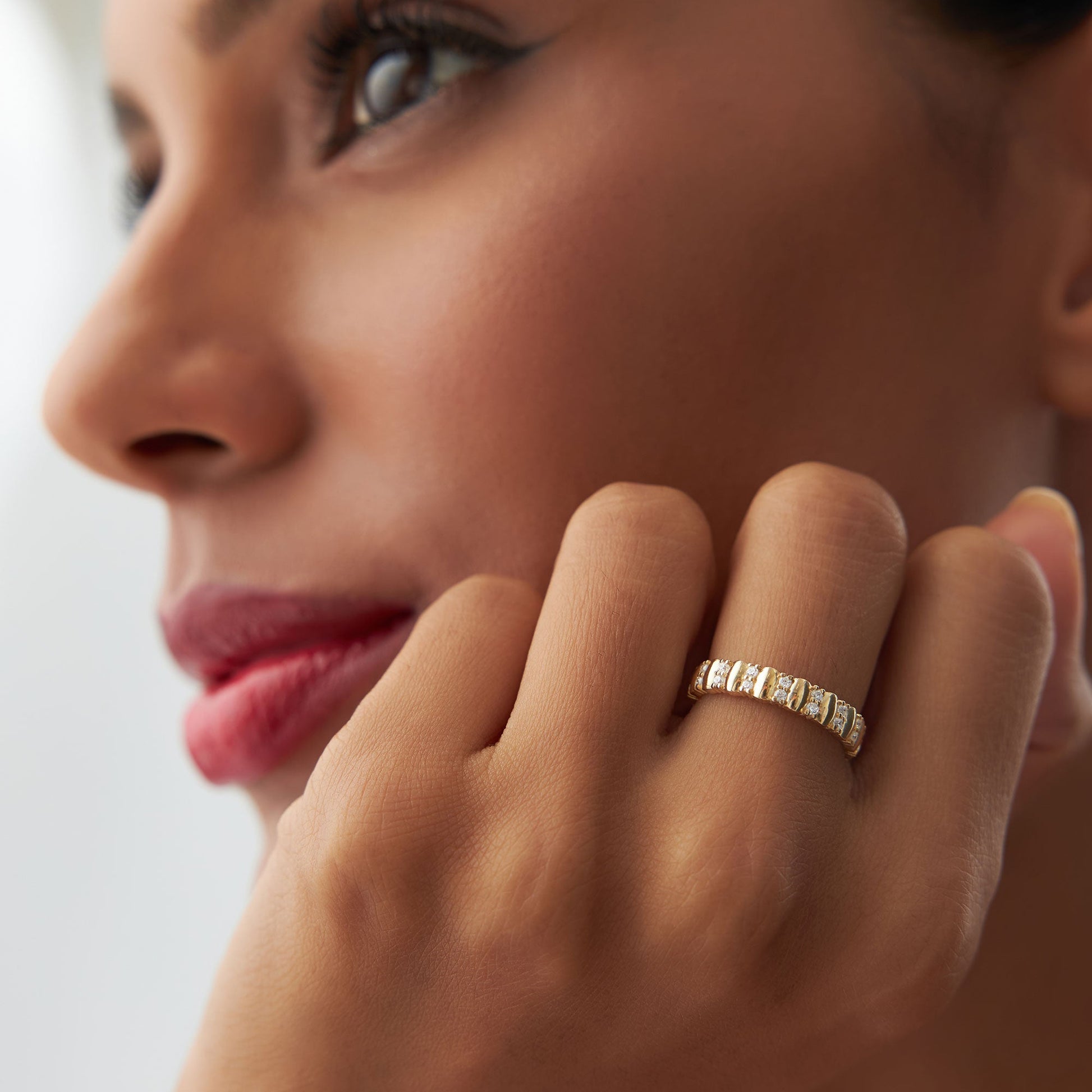 14k Unique Double Row Diamond Eternity Ring