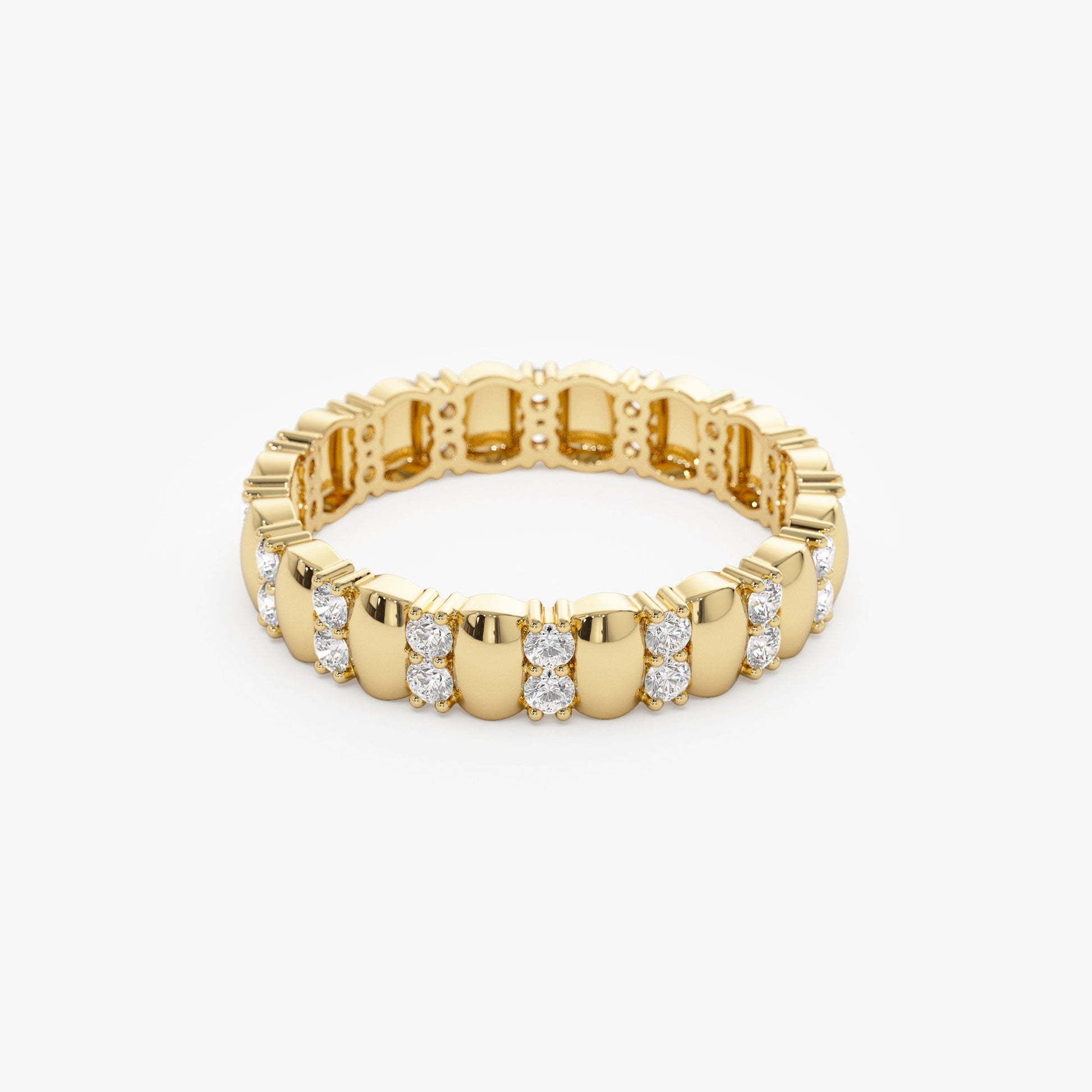 14k Unique Double Row Diamond Eternity Ring