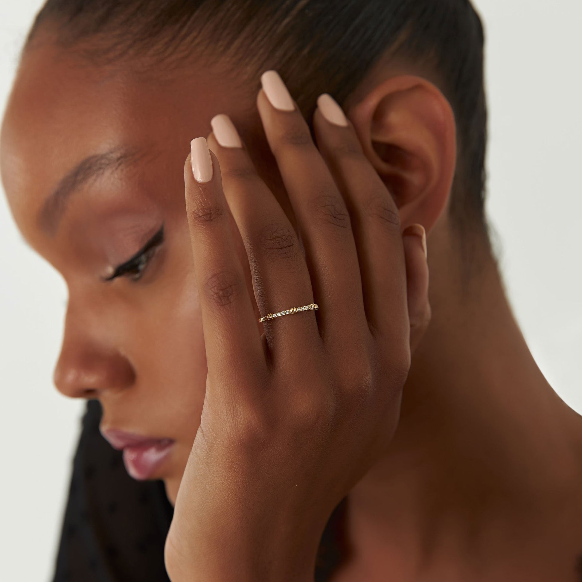 14k Unique Petite Diamond Stack Band