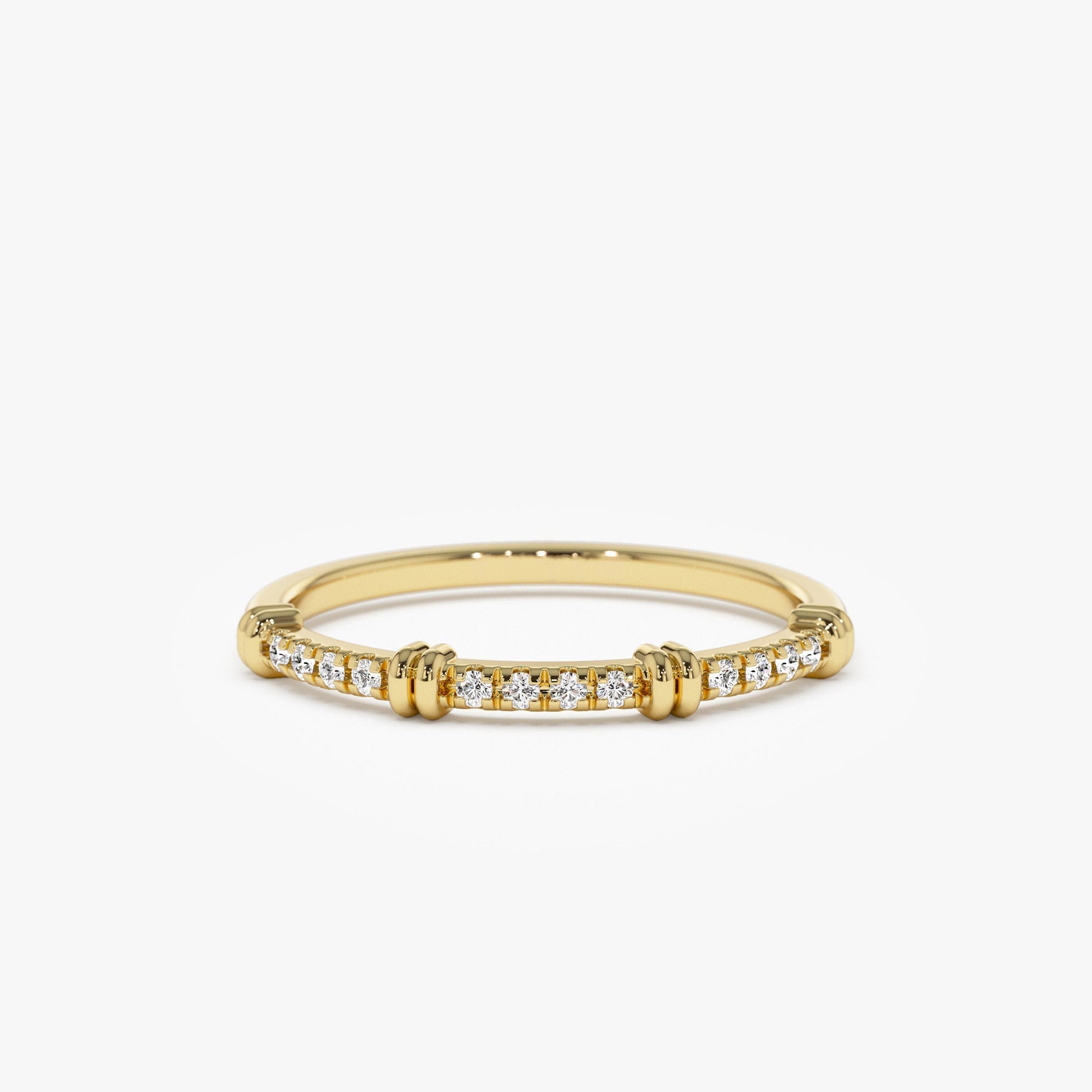 14k Unique Petite Diamond Stack Band - Geum Jewels