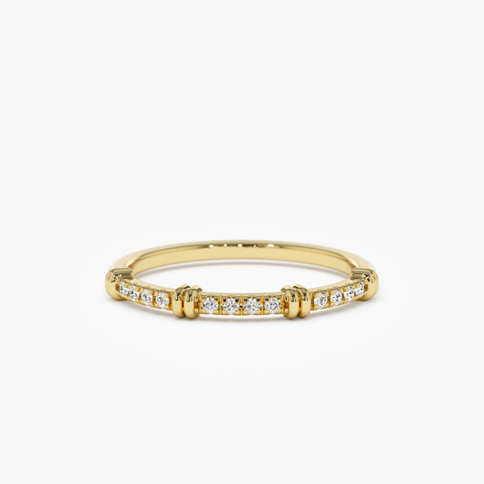 14k Unique Petite Diamond Stack Band - Geum Jewels