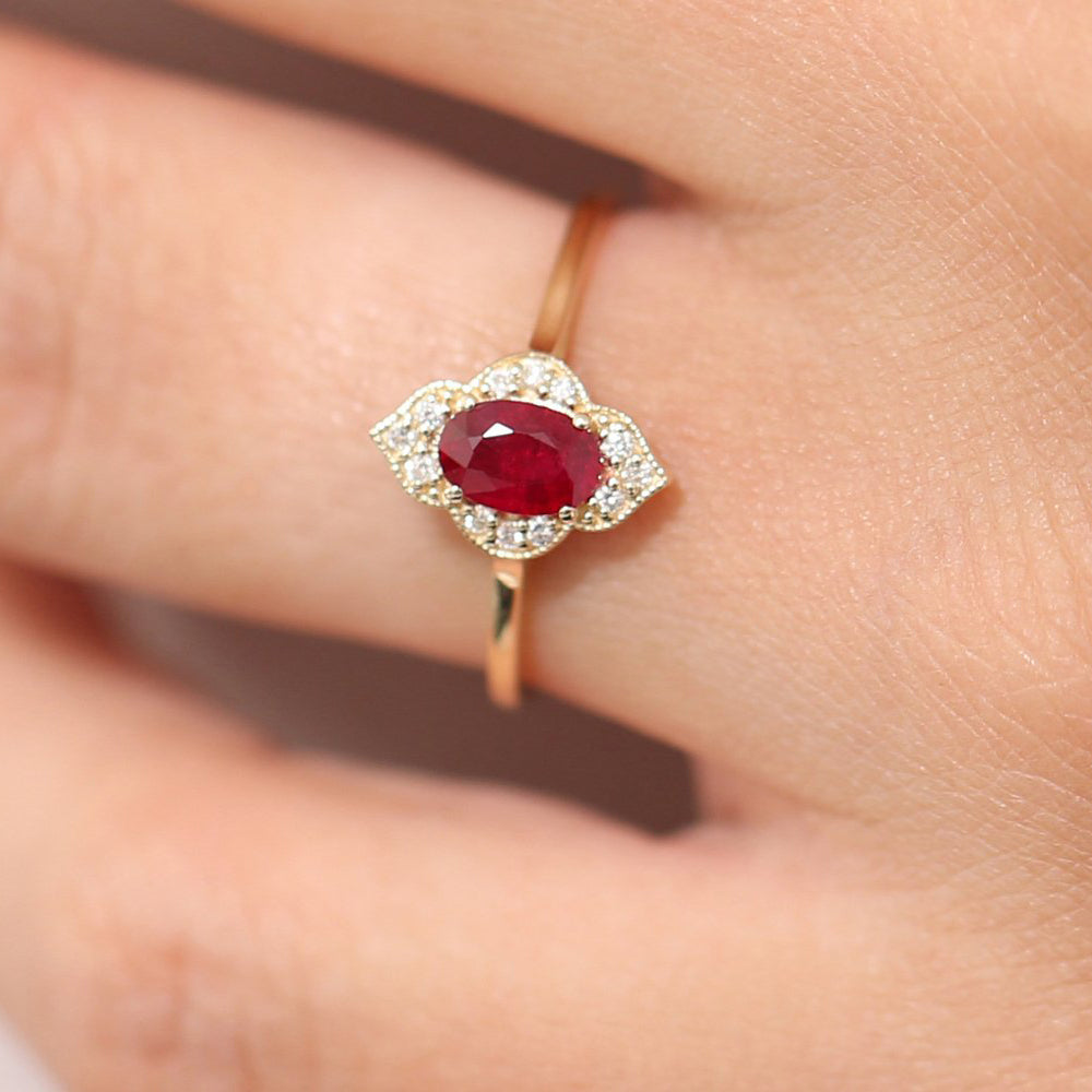 14k Victorian Genuine Ruby Ring