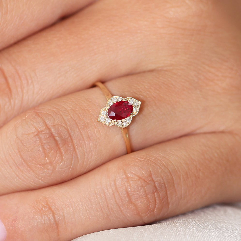 14k Victorian Genuine Ruby Ring