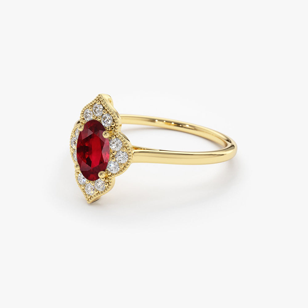 14k Victorian Genuine Ruby Ring