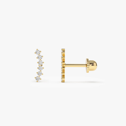 14k Curved Diamond Cluster Helix Piercing - Geum Jewels
