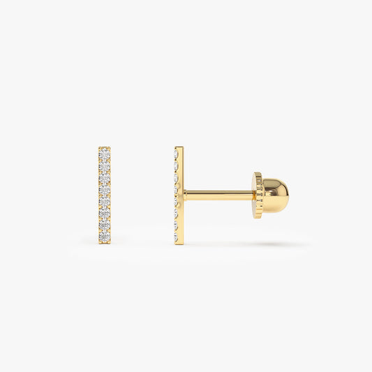 14k Diamond Bar Helix Piercing - Geum Jewels