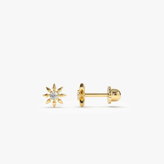 14k Gold Star Diamond Helix Piercing - Geum Jewels