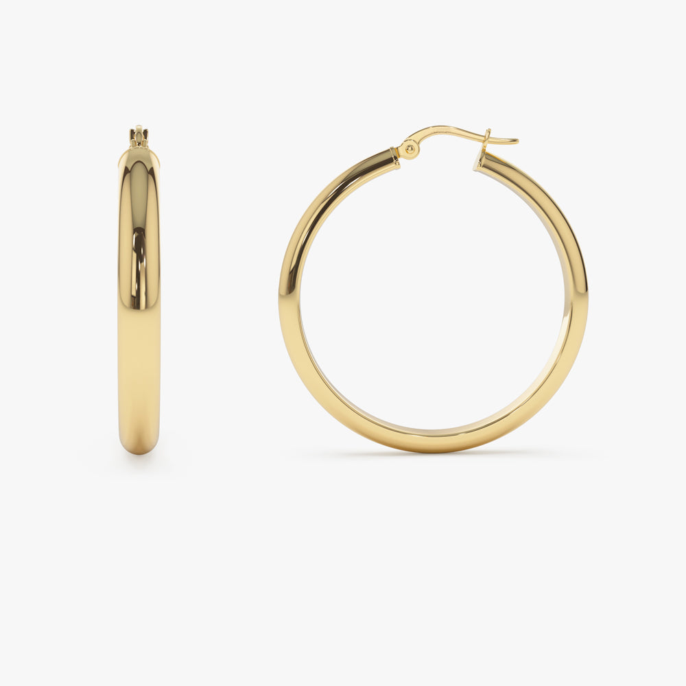 14k Large Gold Hoop Earrings 35MM - Geum Jewels