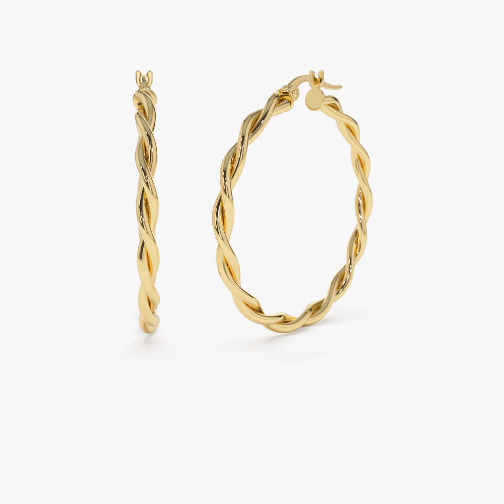 14k Twist Earrings 40MM - Geum Jewels