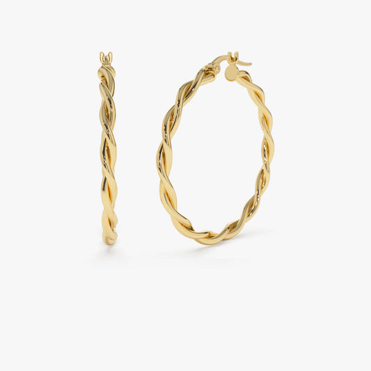 14k Twist Earrings 40MM - Geum Jewels