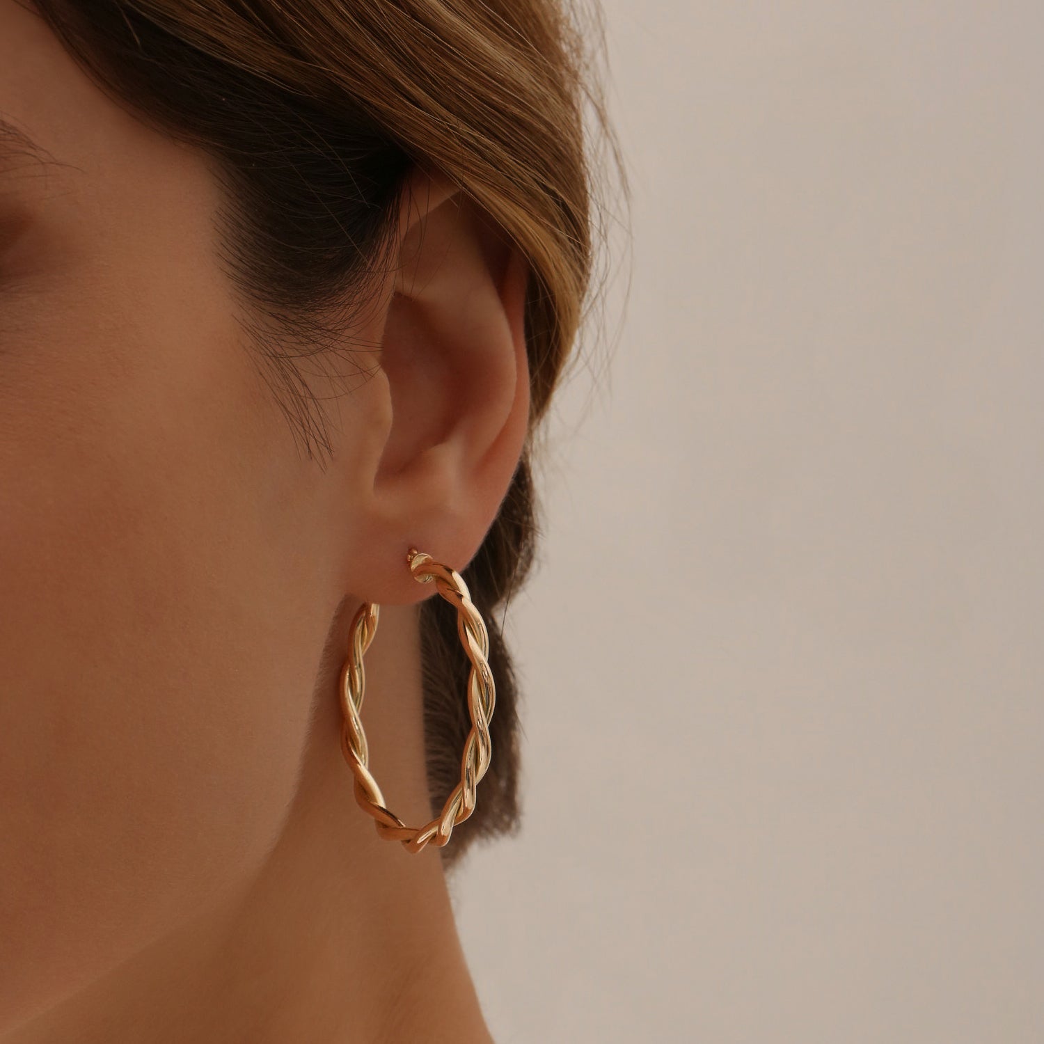 14k Twist Earrings 40MM - Geum Jewels