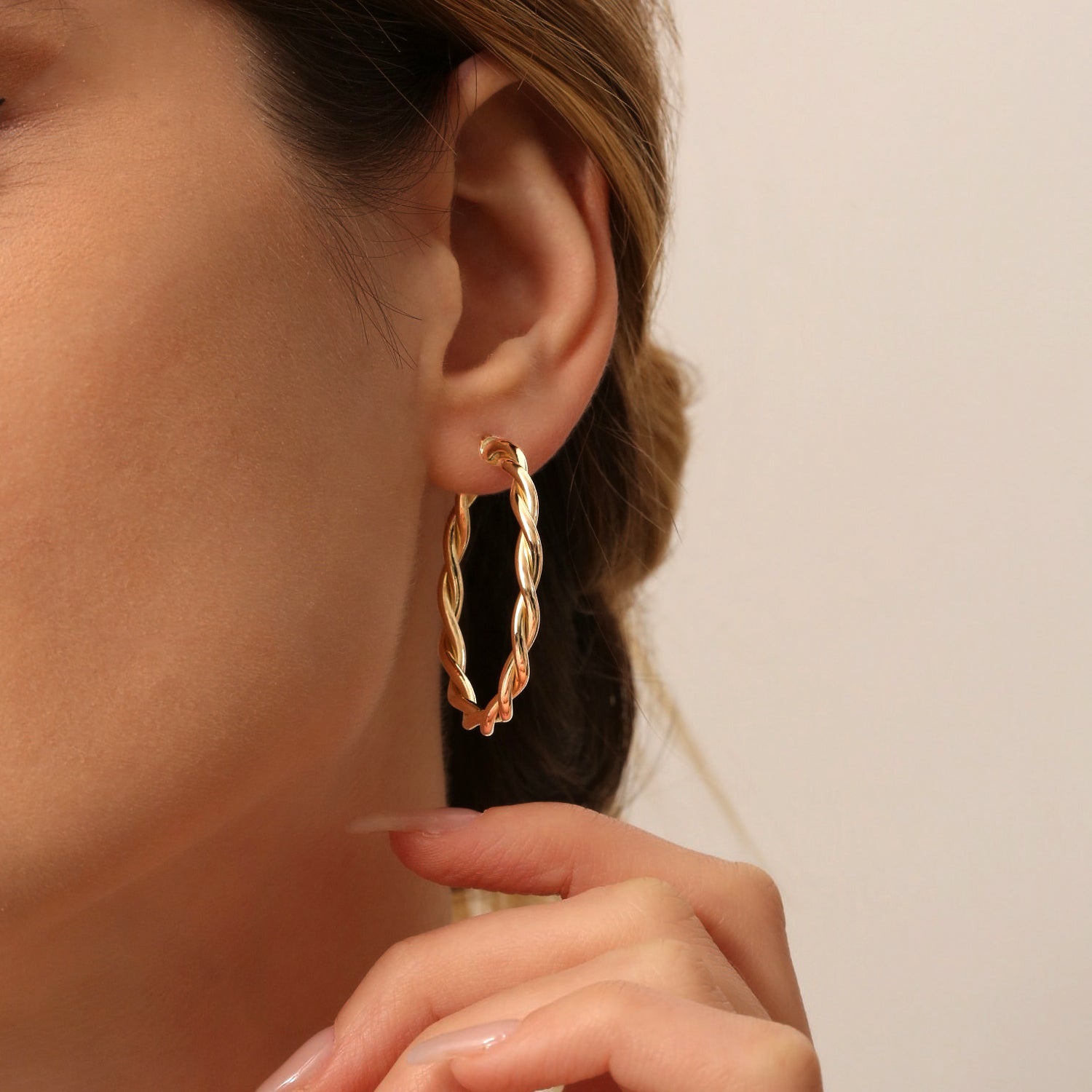 14k Twist Earrings 40MM - Geum Jewels