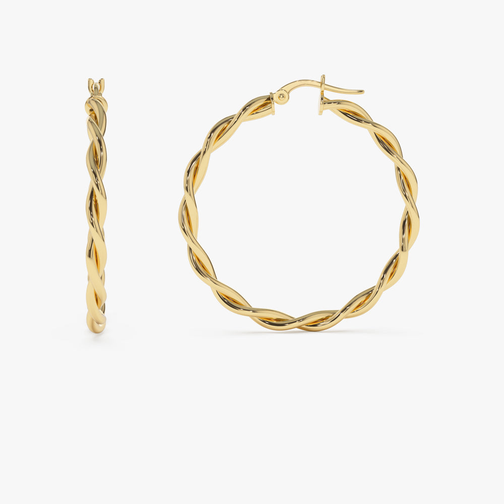 14k Twist Earrings 40MM - Geum Jewels