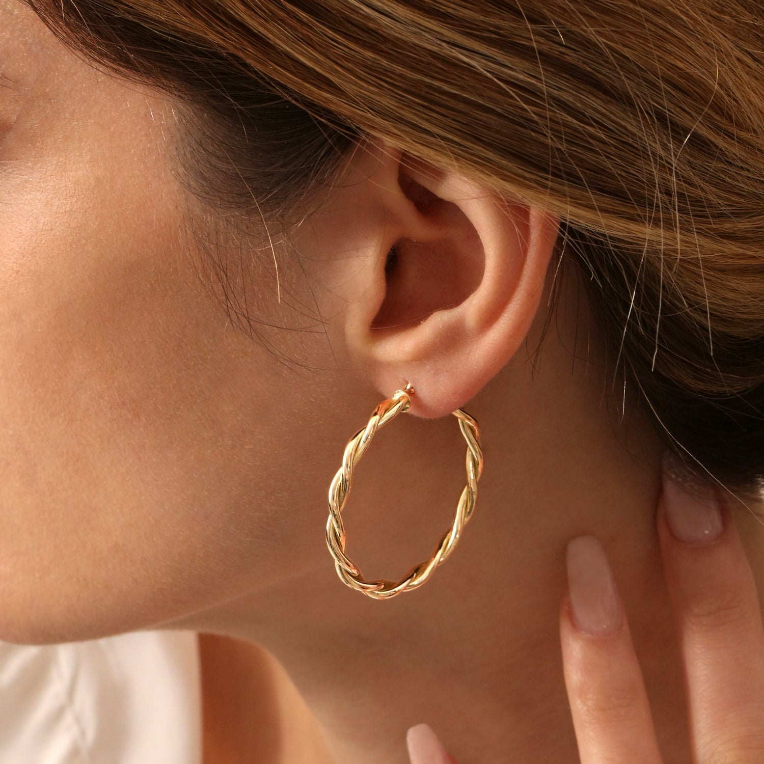 14k Twist Earrings 40MM - Geum Jewels