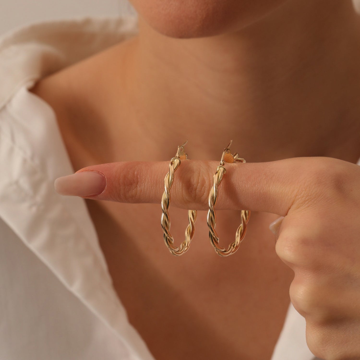 14k Twist Earrings 40MM - Geum Jewels