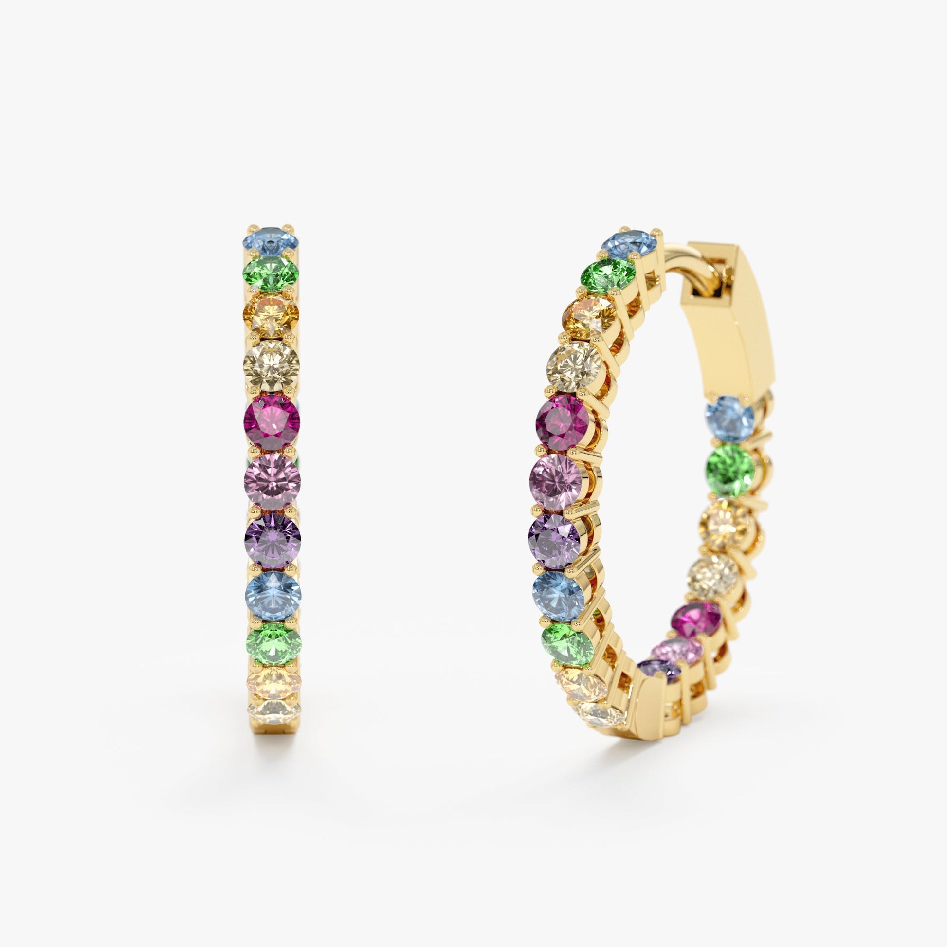 Dainty Rainbow Sapphire Huggies, Venus - Geum Jewels