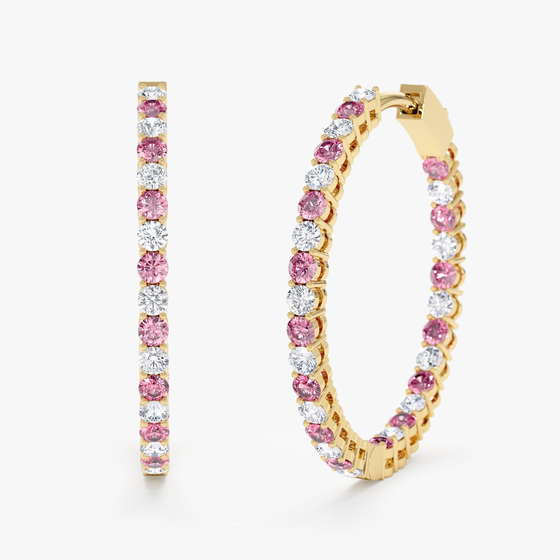 Pink and White Sapphire Hoop Earrings, Blossom - Geum Jewels