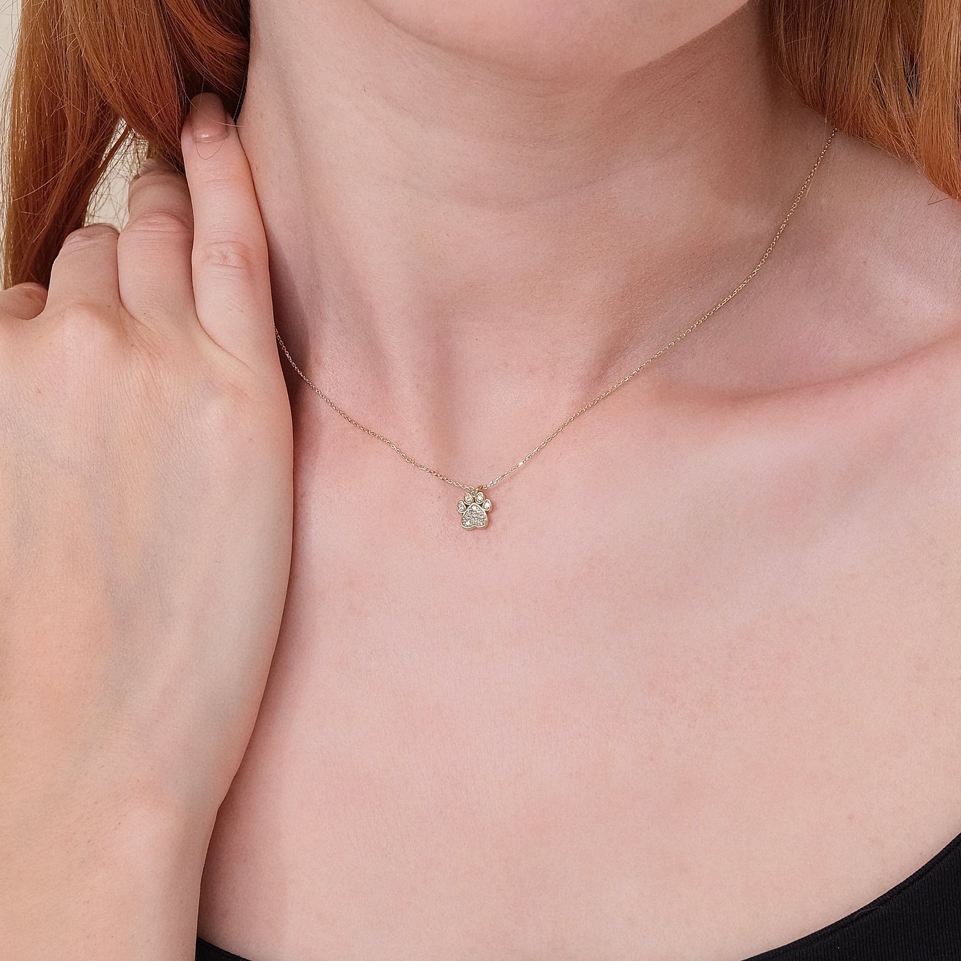 Diamond Paw Necklace, Puppy