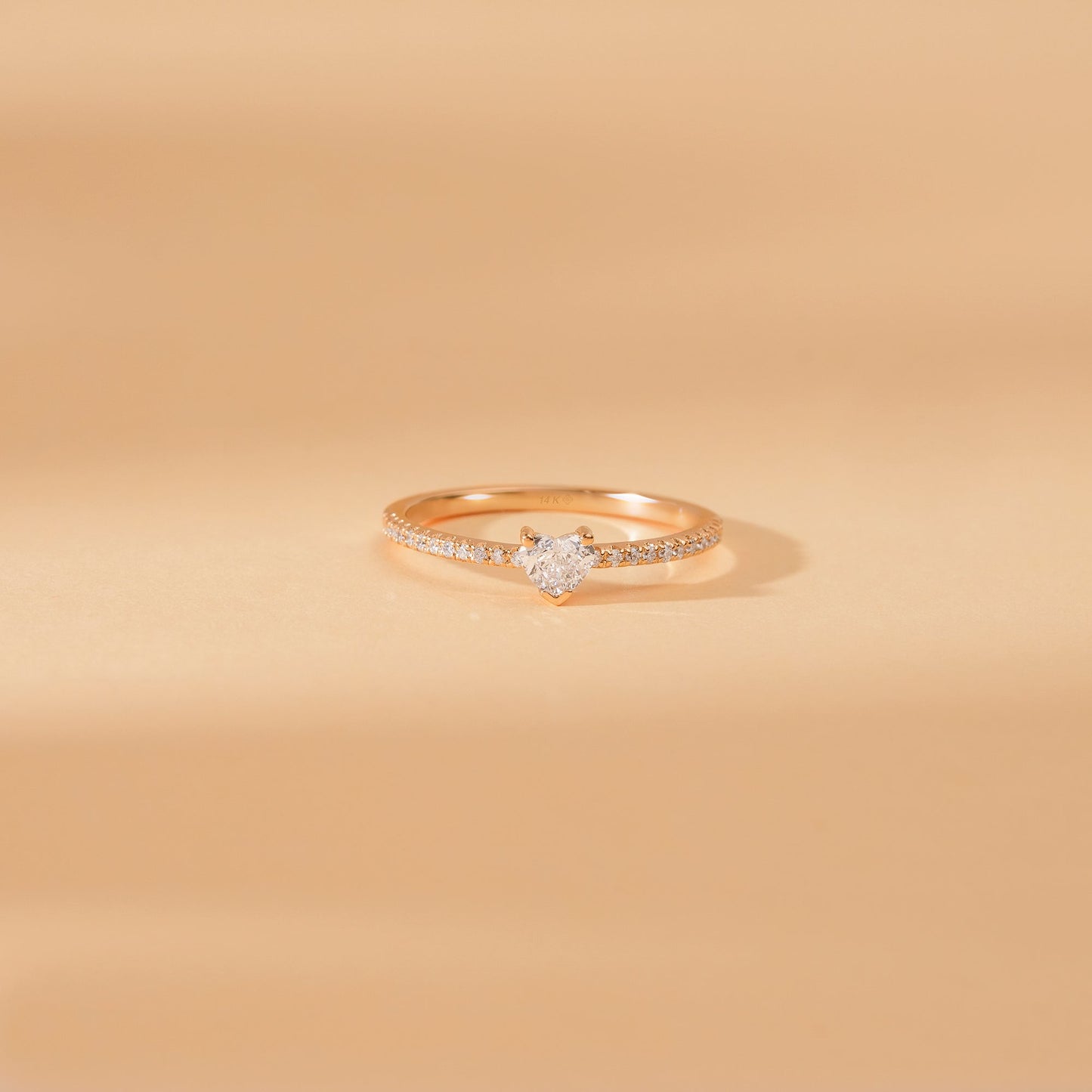 Diamond Heart Half Eternity Ring, Fern