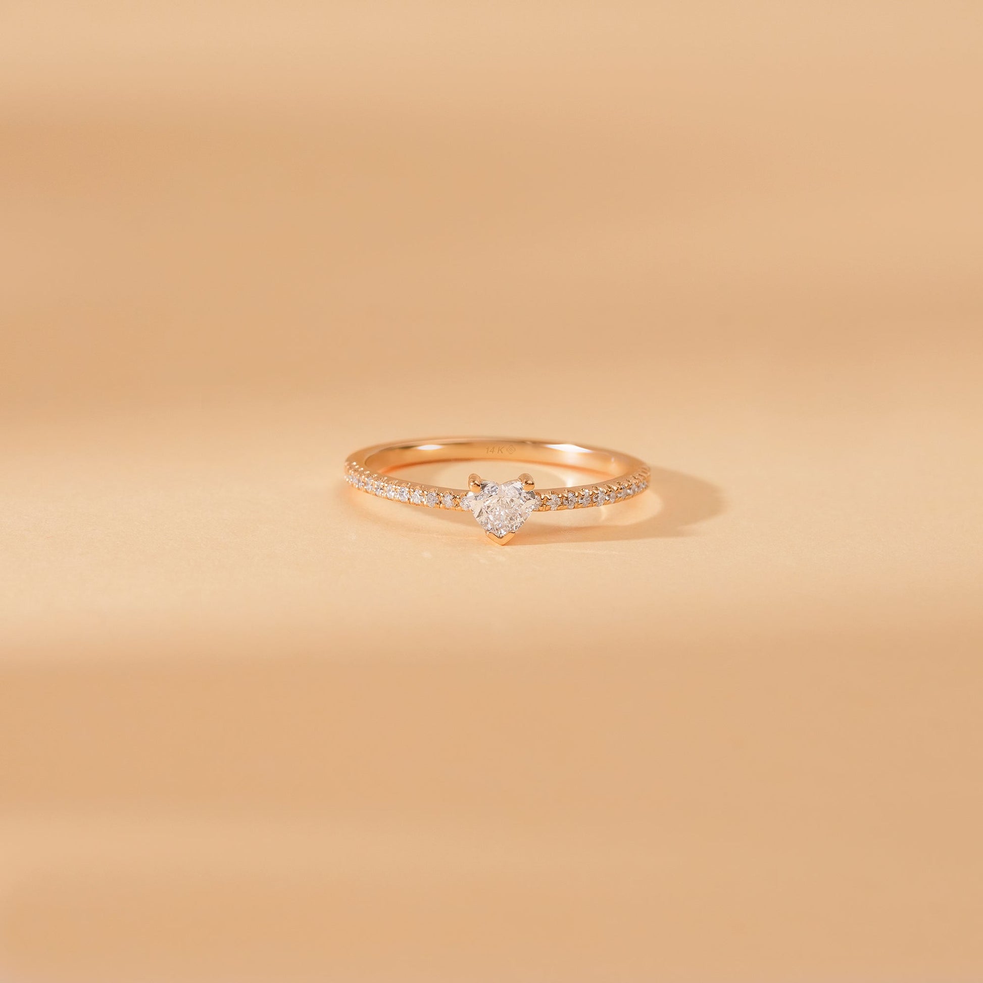 Diamond Heart Half Eternity Ring, Fern