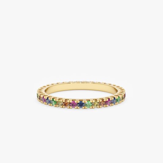 Prong Rainbow Sapphire Eternity Ring, Saoirse - Geum Jewels